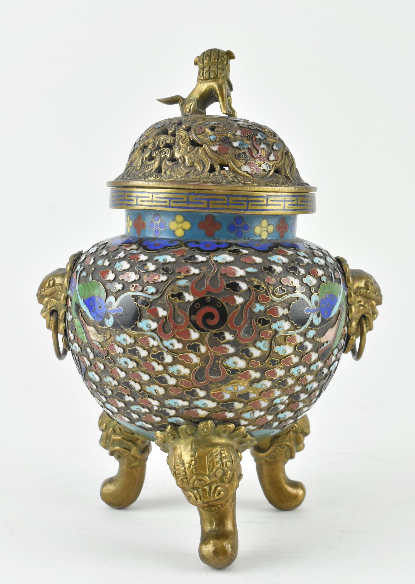 CLOISONNE DRAGON TRIPOD CENSER WITH LID 掐丝珐琅香炉 - Bild 3 aus 9