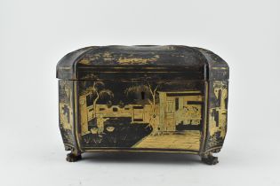 QING DYNASTY LACQUERED TEA CADDY BOX 清 茶盒