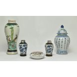 GROUP OF QING OR LATER CERAMIC VASES AND A SEAL BOX