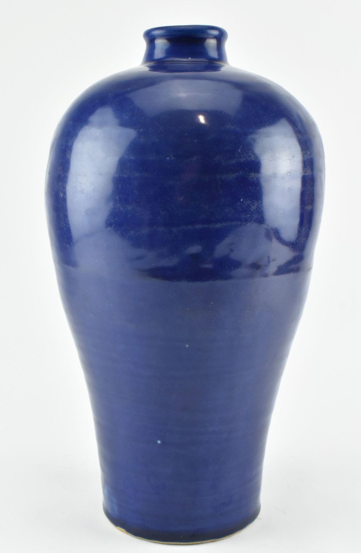 QING DYNASTY BLUE GLAZED MONOCHROME MEIPING VASE 清蓝釉梅瓶