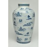 REPUBLIC PERIOD BLUE AND WHITE LANDSCAPE VASE 民国青花山水瓶