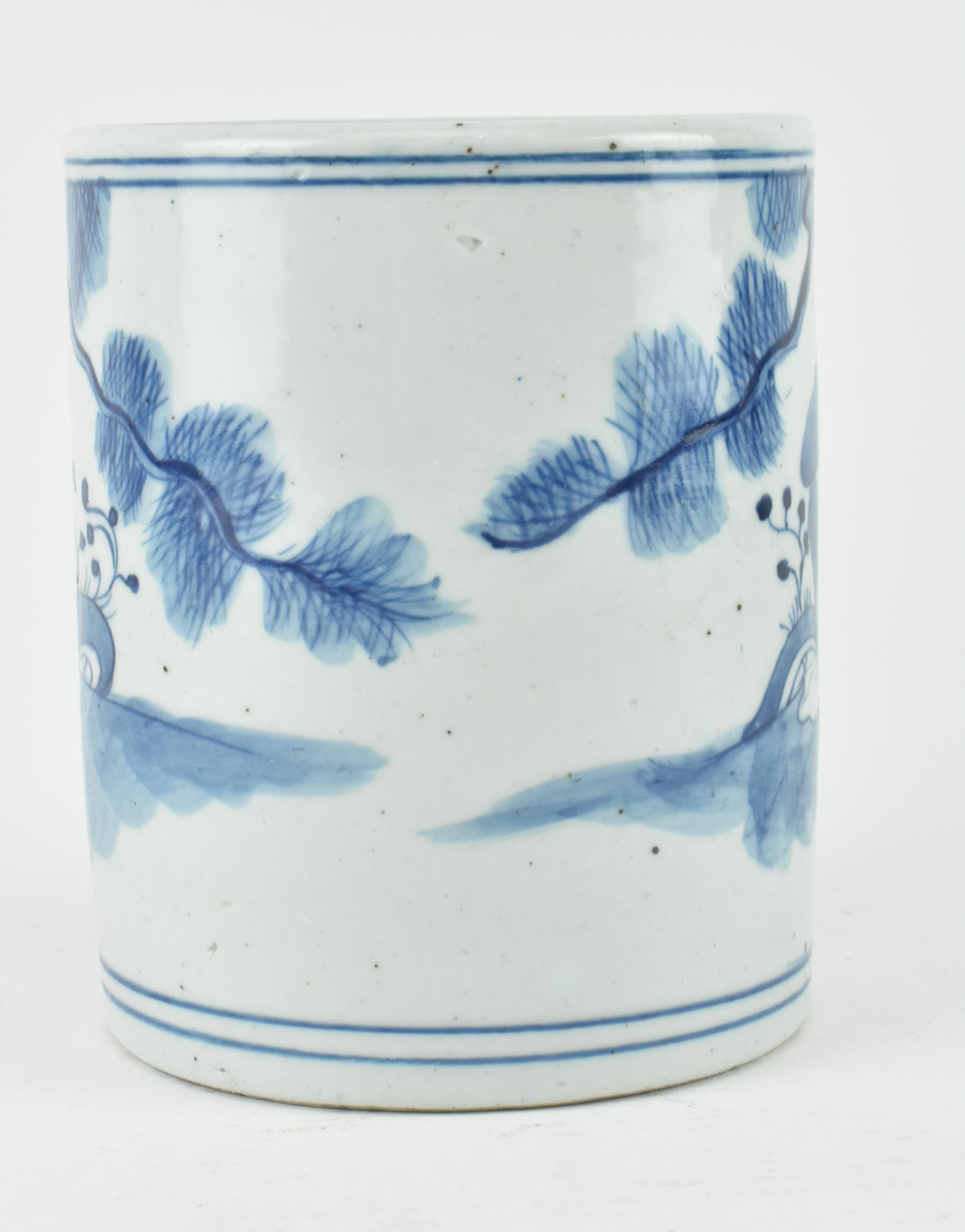 QING DYNASTY BLUE AND WHITE BRUSH POT 清 福禄寿青花笔筒 - Image 3 of 6