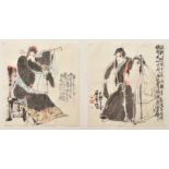 UNKNOWN - TWO PAINTINGS OF BEIJING OPERA CHARACTERS 京剧人物