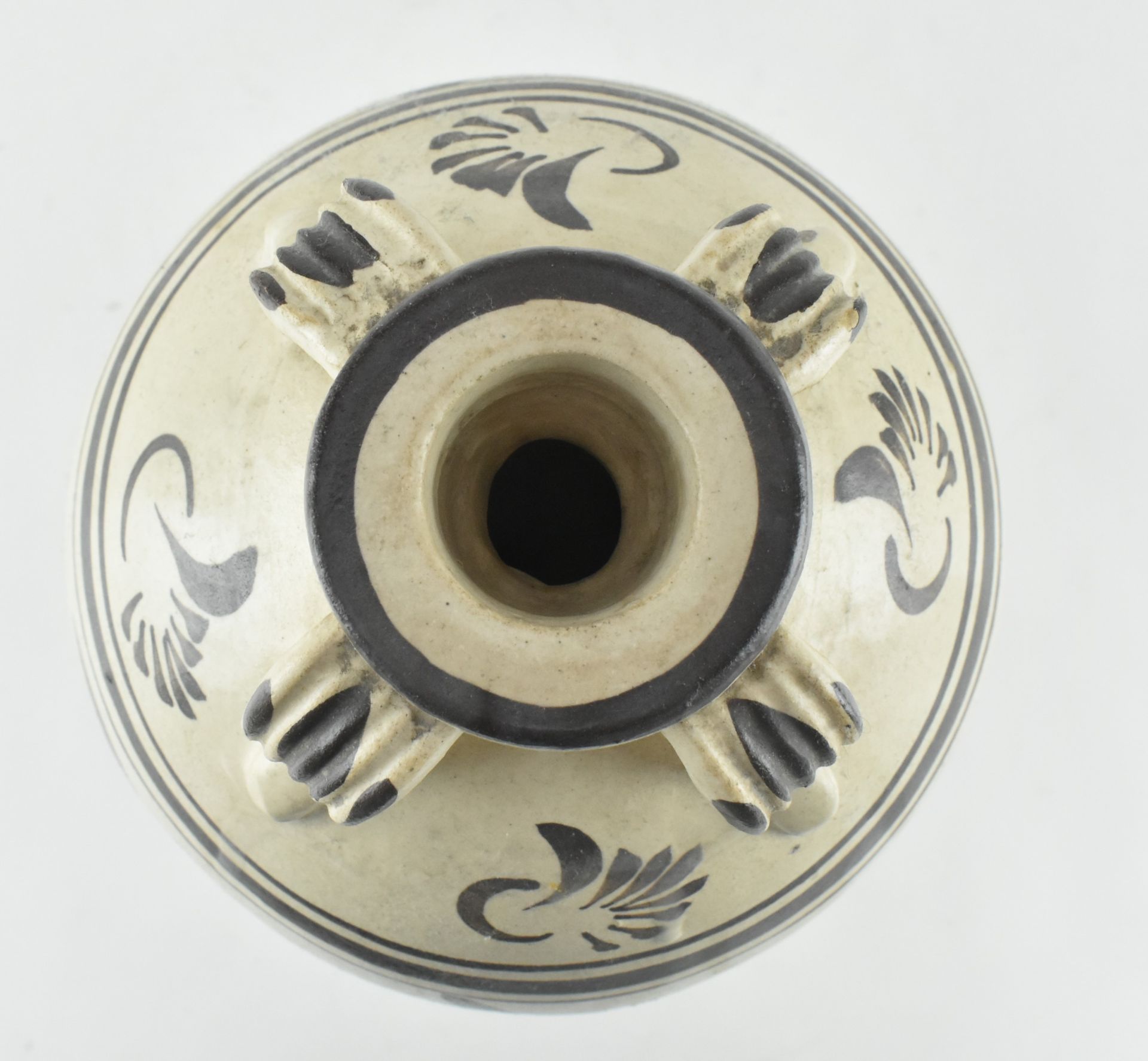 CIZHOU PAINTED FLOWER OVOID VASE 磁州窑白地褐彩彩花卉紋四系瓶 - Image 3 of 6