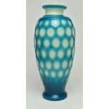 REPUBLIC PERIOD FACETED BLUE OVERLAY PEKING GLASS VASE