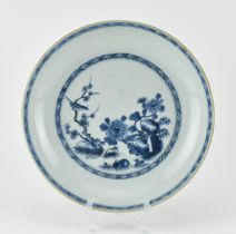 QING 18TH CENTURY BLUE AND WHITE CHARGER 清 康熙青花花鸟盘