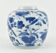 SMALL BLUE AND WHITE CERAMIC GINGER JAR, KANGXI MARK