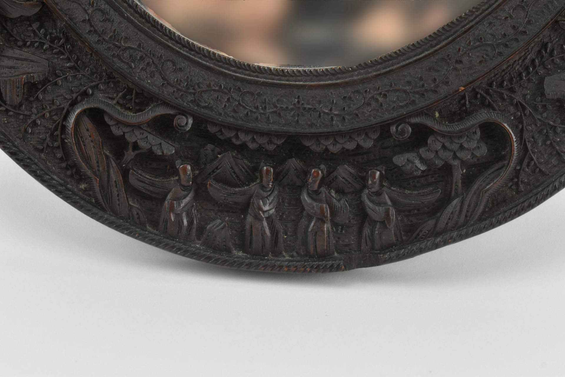 CHINESE WOODEN CARVED WALL MIRROR 民国 木框镜子 - Image 5 of 6