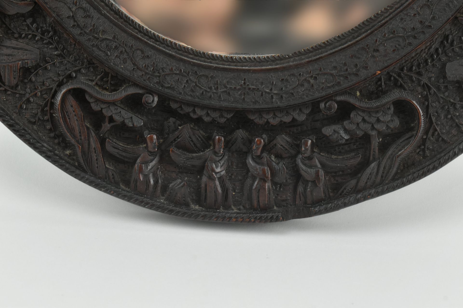 CHINESE WOODEN CARVED WALL MIRROR 民国 木框镜子 - Bild 5 aus 6