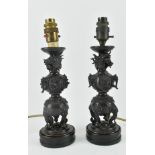 SOHO SUNOSUKE - PAIR OF BRONZE CANDLE STICK LAMP BASES