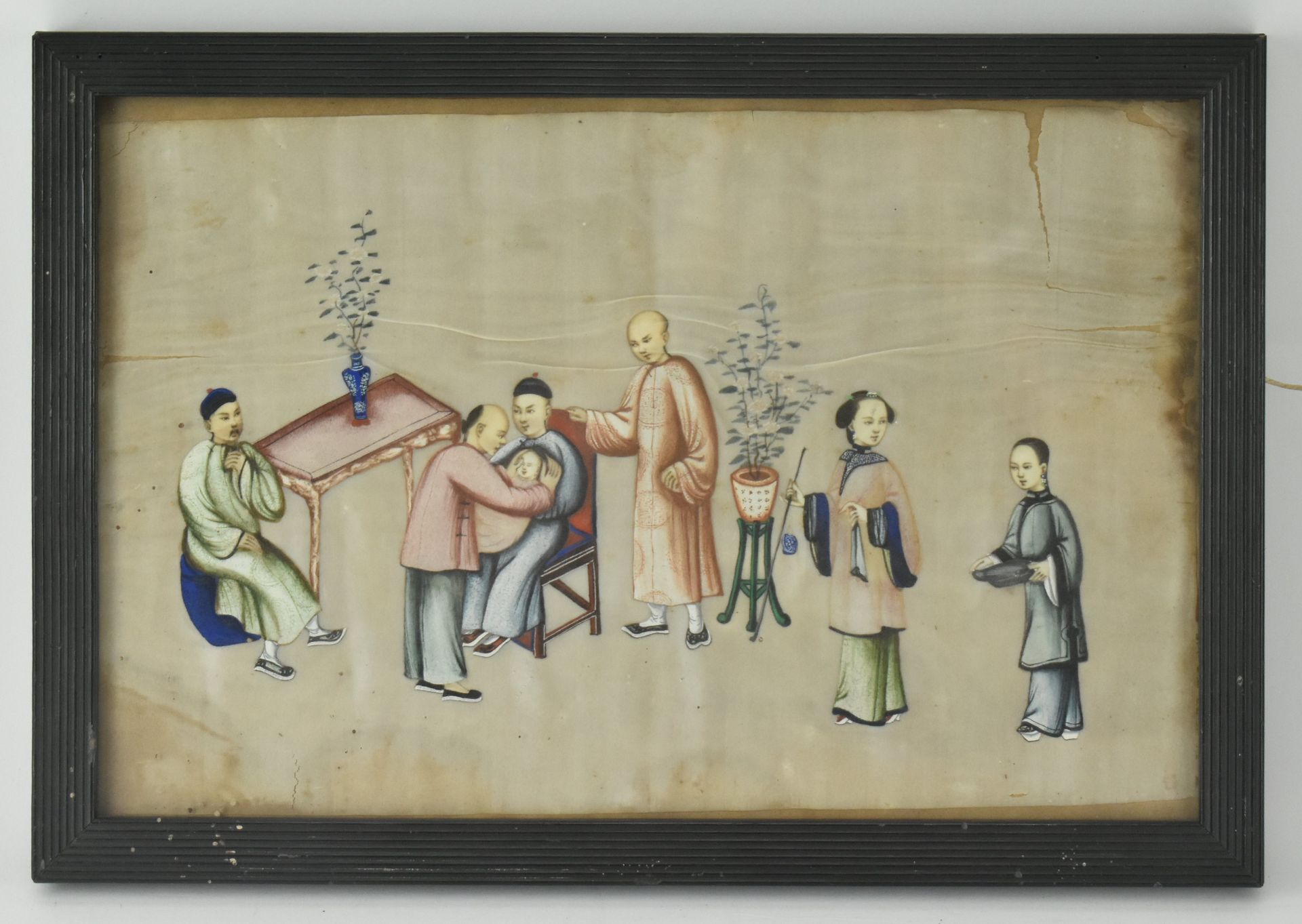 QING DYNASTY CHINESE RICE PAPER PAINTING 清 通草纸画 - Image 2 of 9