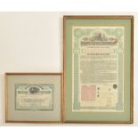 1911 IMPERIAL CHINESE £20 RAILWAY BOND & ANOTHER 清 盛宣怀铁道债券