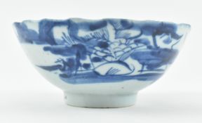 QING DYNASTY BLUE AND WHITE BOWL 清 青花山水碗