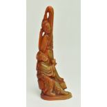 HAND CARVED BUFFALO HORN FIGURINE 牛角人物雕刻