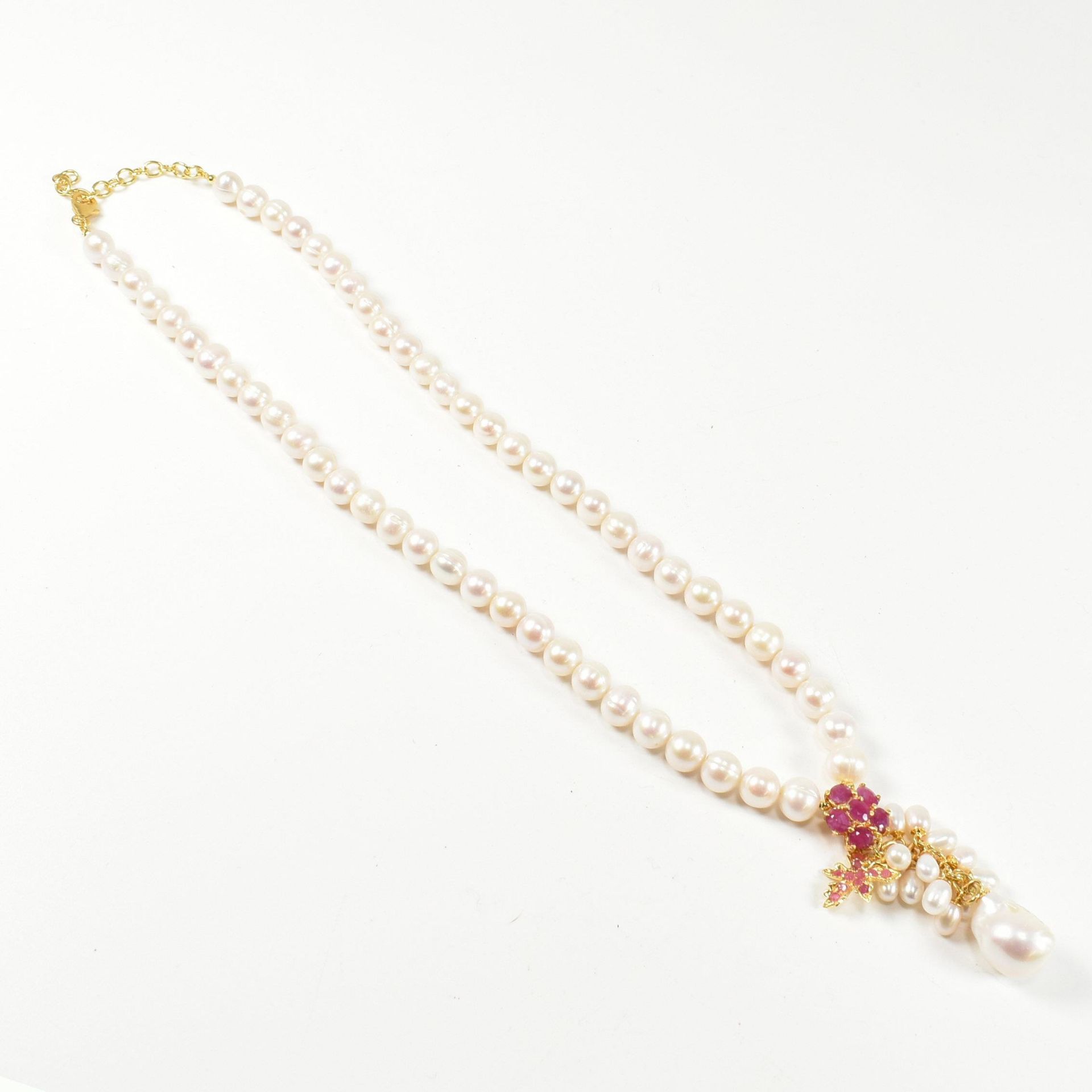 FRESHWATER PEARL & RUBY DROP PENDANT NECKLACE - Image 2 of 7