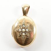 HALLMARKED 9CT GOLD & PEARL STAR LOCKET NECKLACE PENDANT