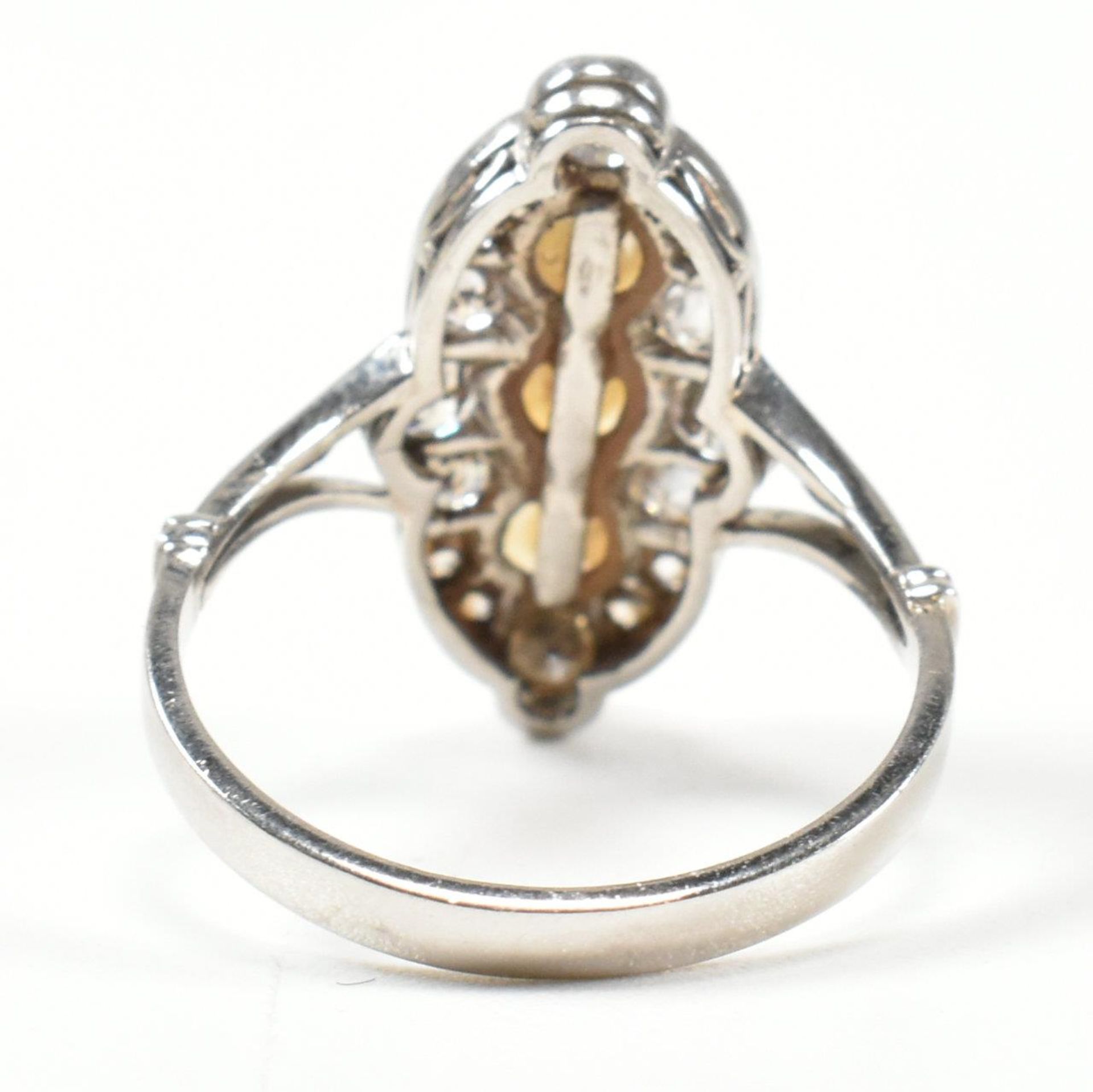 CASED PEARL & DIAMOND MARQUISE RING - Image 3 of 6