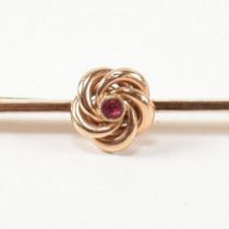 14CT GOLD & PASTE SWIRL BAR BROOCH PIN