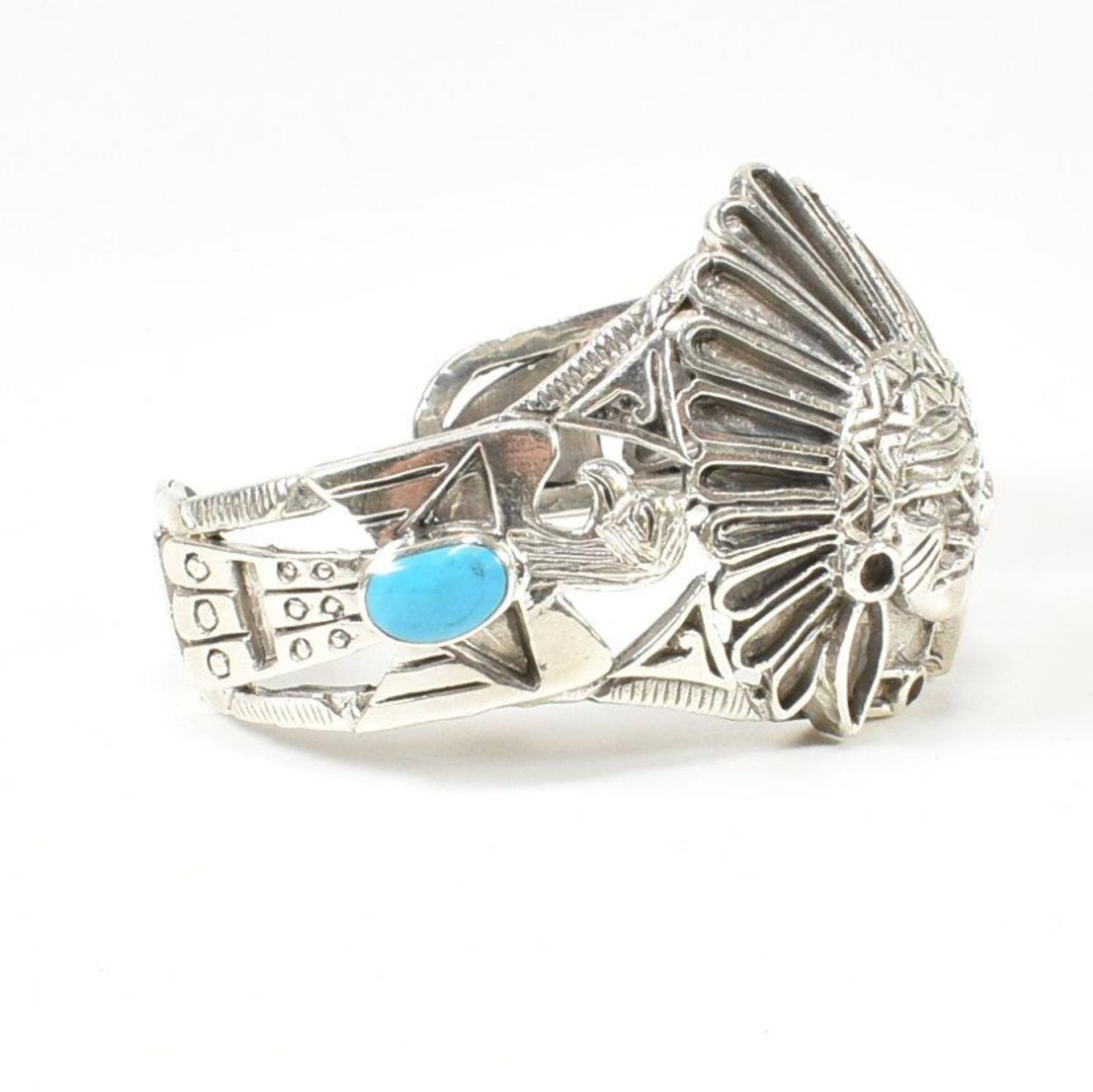 925 SILVER & TURQUOISE CUFF BANGLE - Image 2 of 5