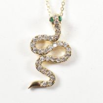 9CT GOLD & DIAMOND SNAKE PENDANT NECKLACE