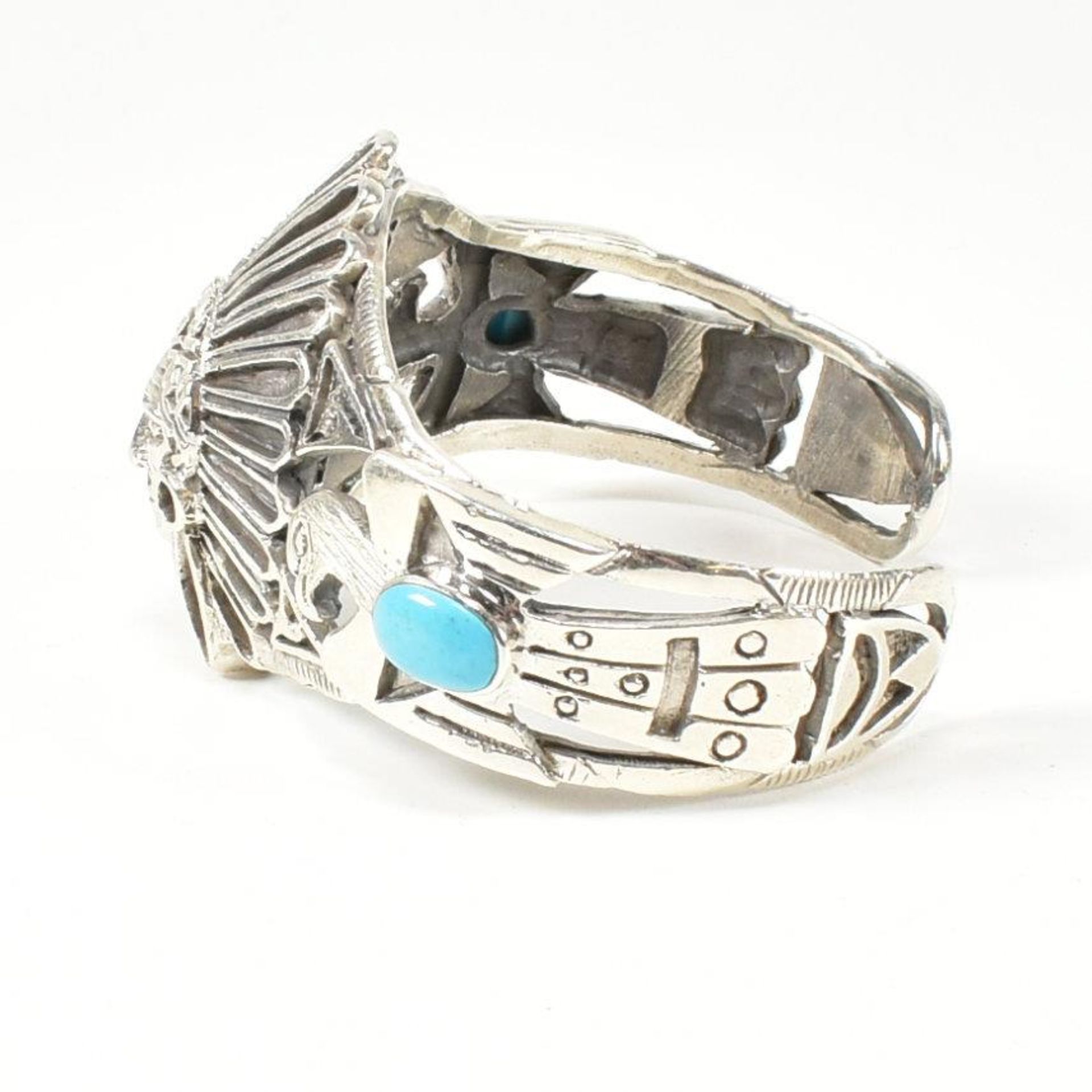 925 SILVER & TURQUOISE CUFF BANGLE - Image 3 of 5