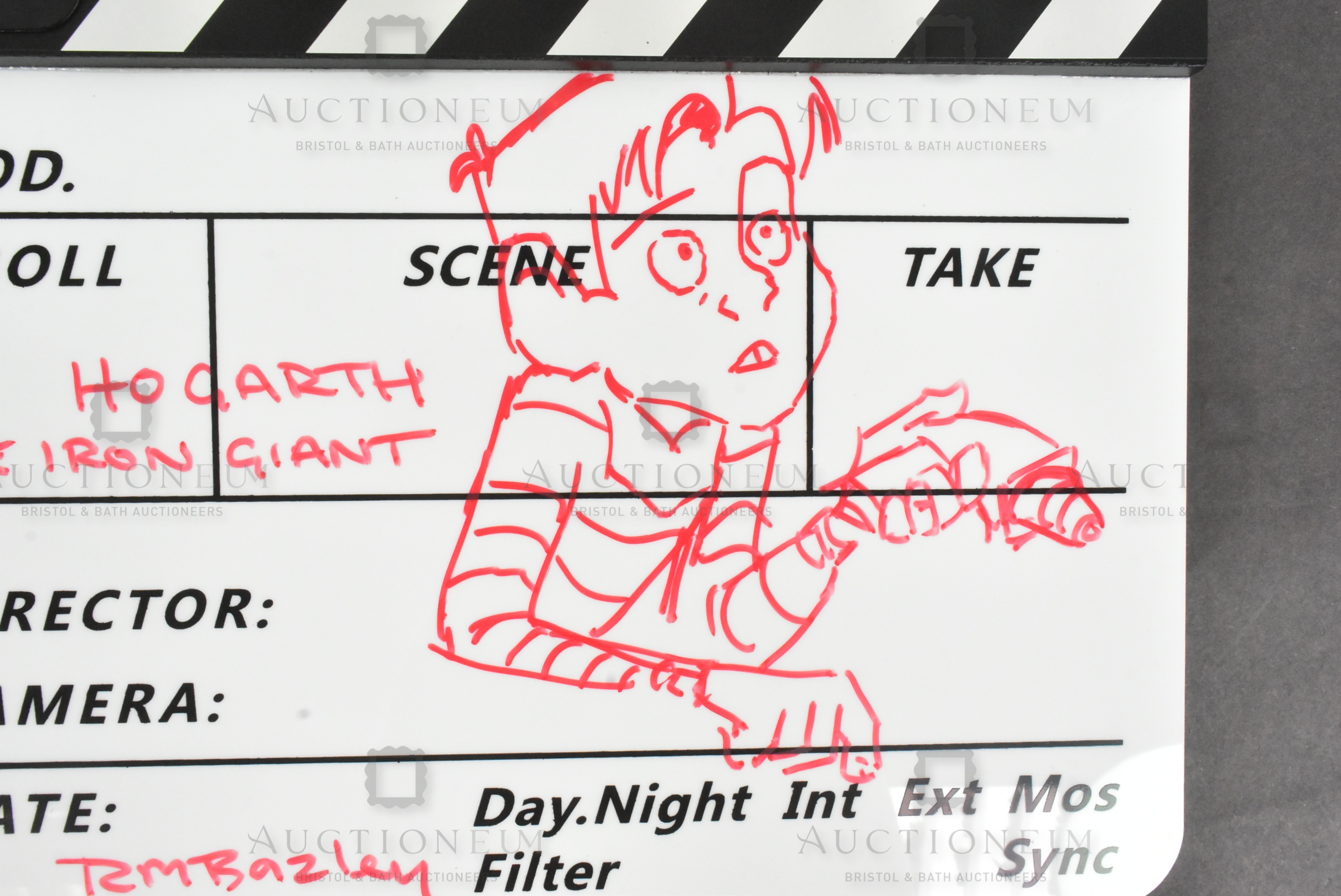 THE IRON GIANT - CLAPPERBOARD SIGNED & SKETCHED BY BAZLEY - Image 2 of 5