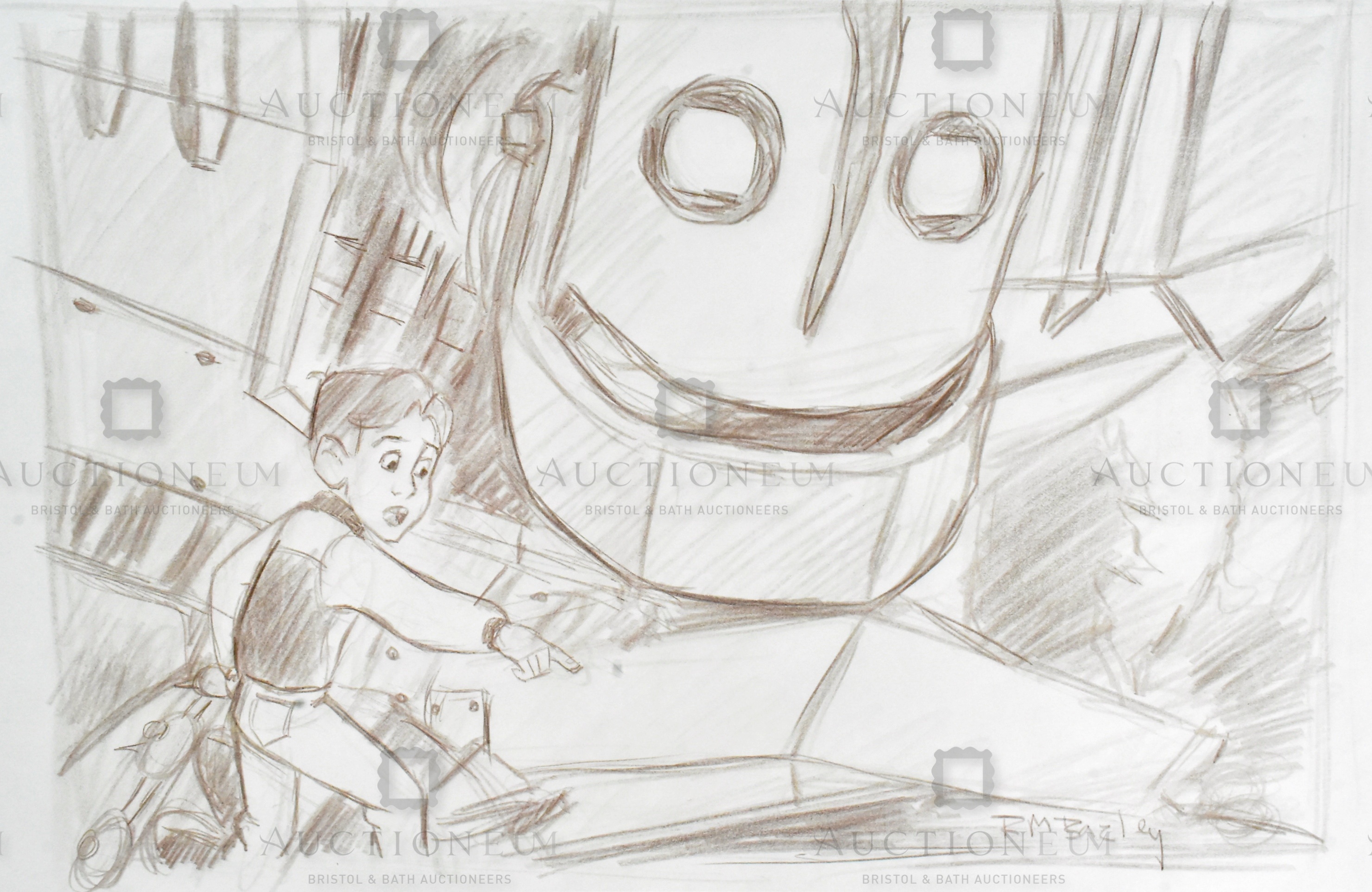 THE IRON GIANT - ORIGINAL DRAWING BY RICHARD BAZLEY - Image 2 of 3