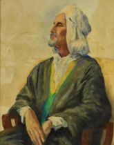 20TH CENTURY OIL ON BOARD PAINTING OF AN ARAB MAN