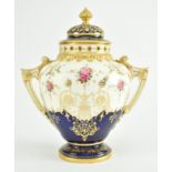 19TH CENTURY COALPORT HAND PAINTED LIDDED URN VASE