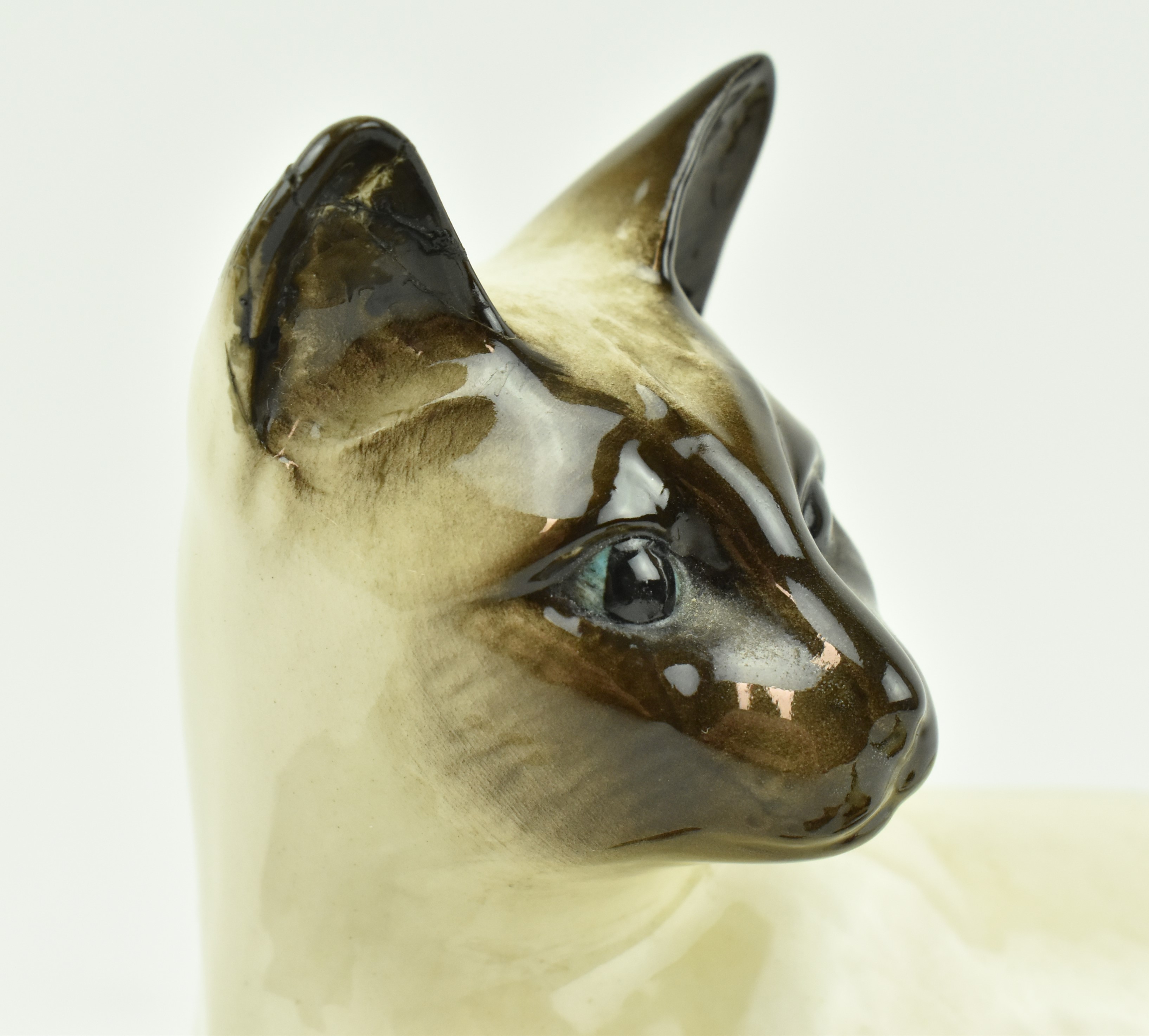 TWO BESWICK SIAMESE CATS, A MOUSE & LANGHAM GLASS CAT - Image 2 of 10