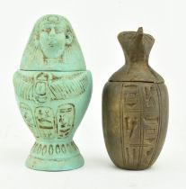 TWO EGYPTIAN CANOPIC FIGURAL JARS