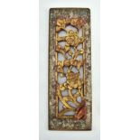 CHINESE BAS RELIEF CARVED WOODEN AND GILDED WALL PLAQUE