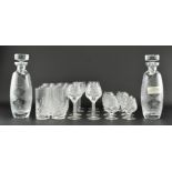 COLLECTION OF BOHEMIAN STYLE CUT GLASS INCL. PAIR DECANTERS