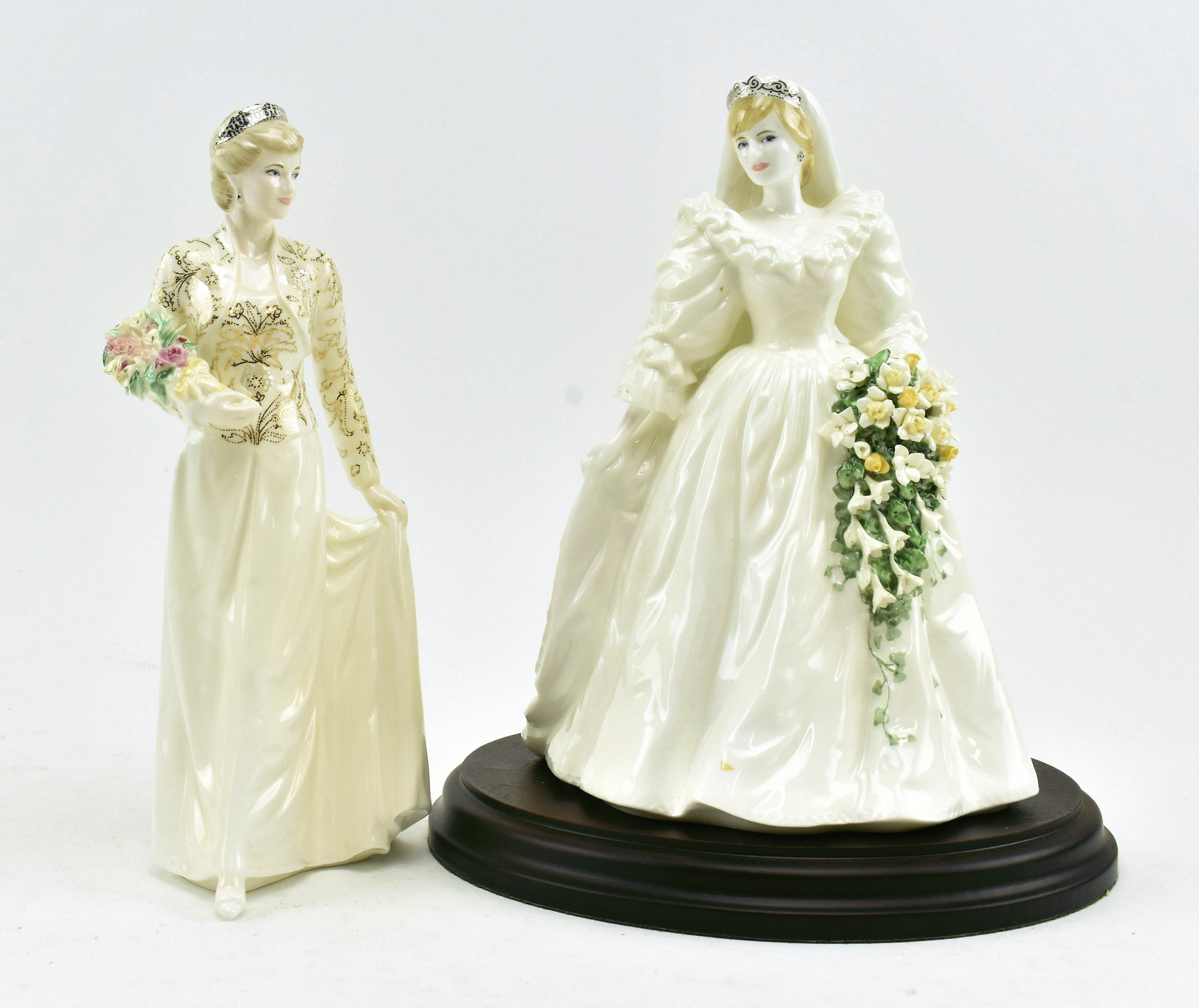 TWO COALPORT PRINCESS DIANA COMMEMORATIVE PORCELAIN FIGURES