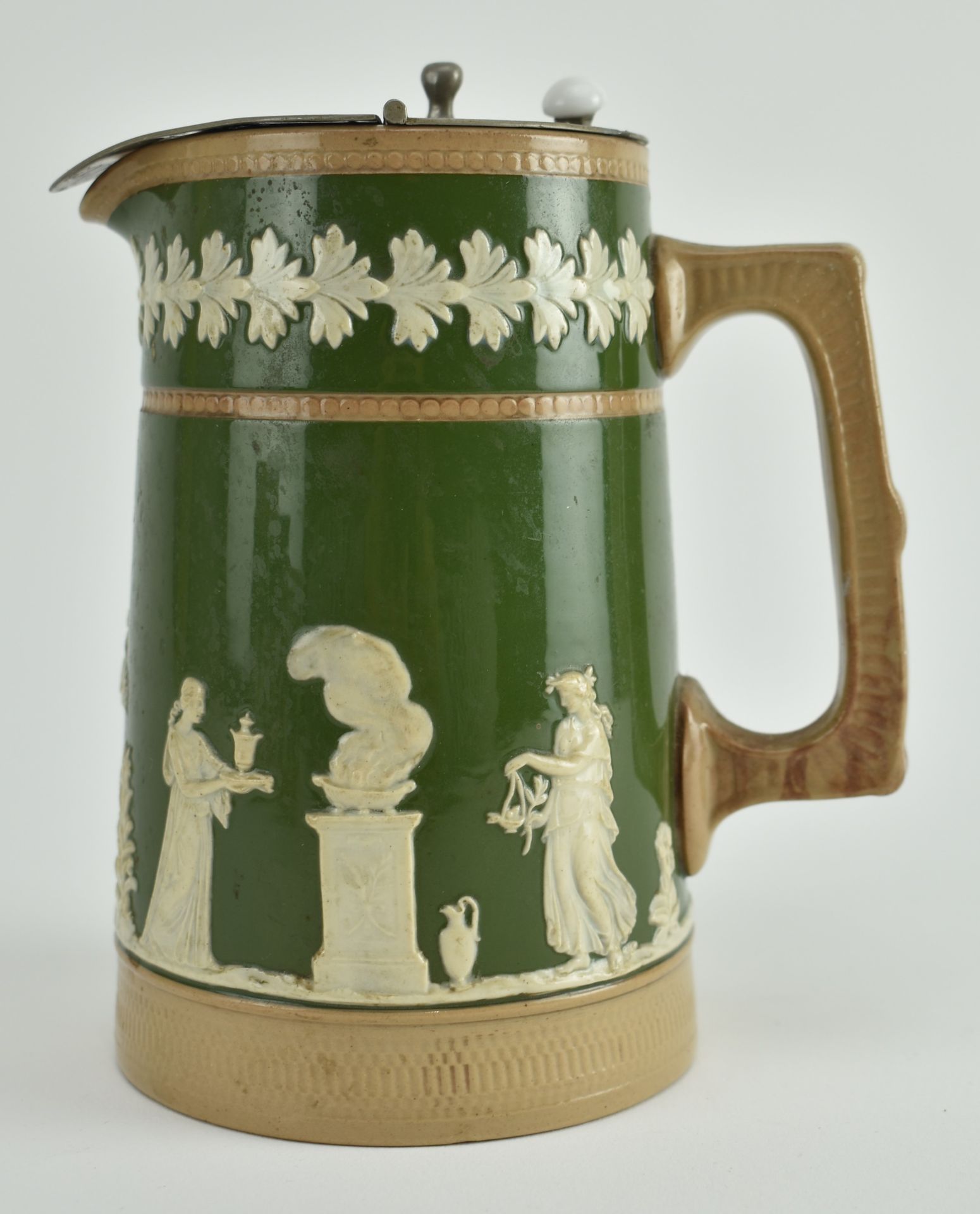 COPELAND LATE SPODE - GREEN JASPER WARE JUG PITCHER & JARS - Image 2 of 8