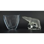 REIJMYRE GLASS POLAR BEAR & STROMBERGSHYTANN GLASS VASE