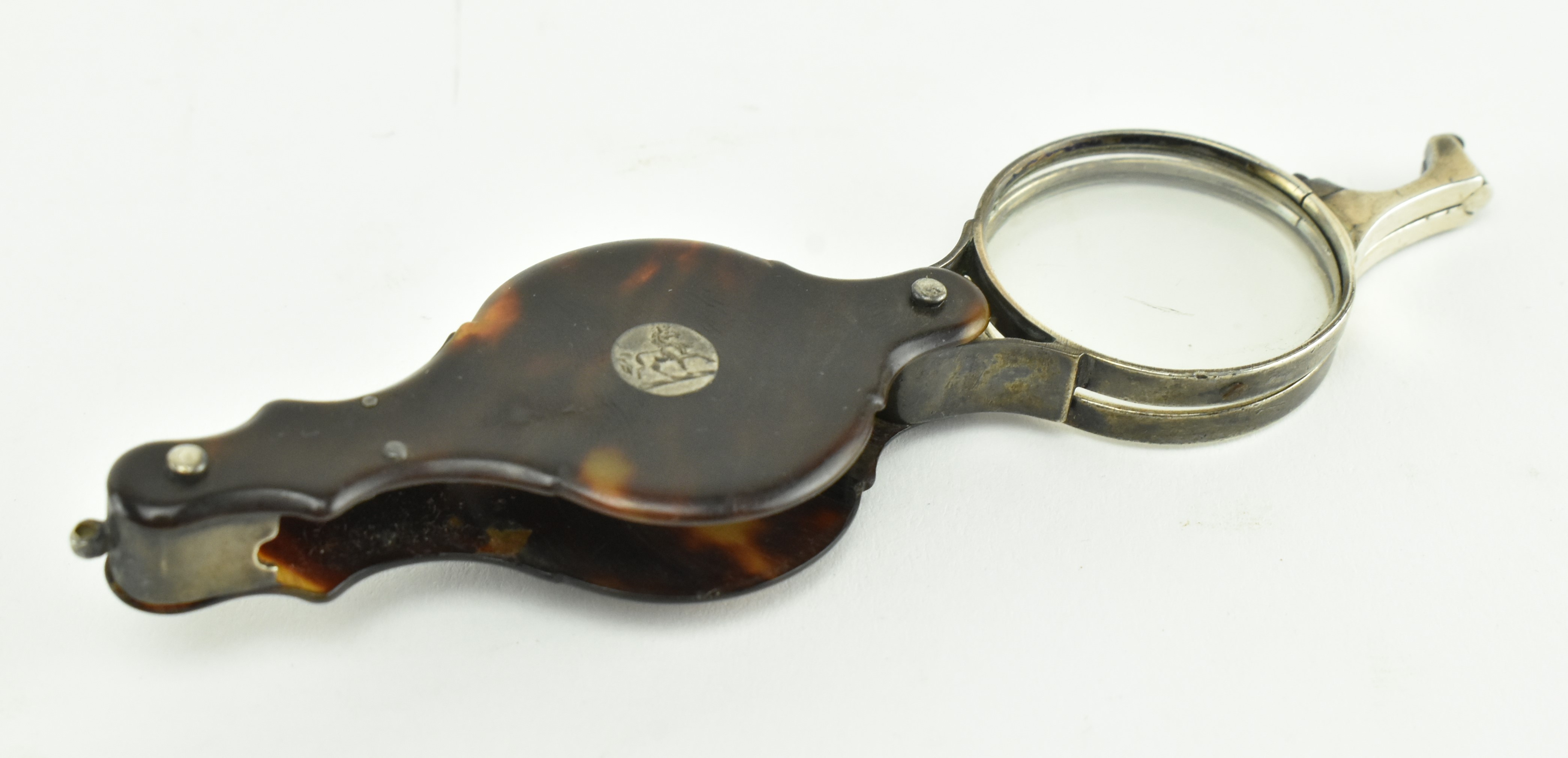 19TH CENTURY TORTOISE SHELL & SILVER LORGNETTE EYEGLASSES