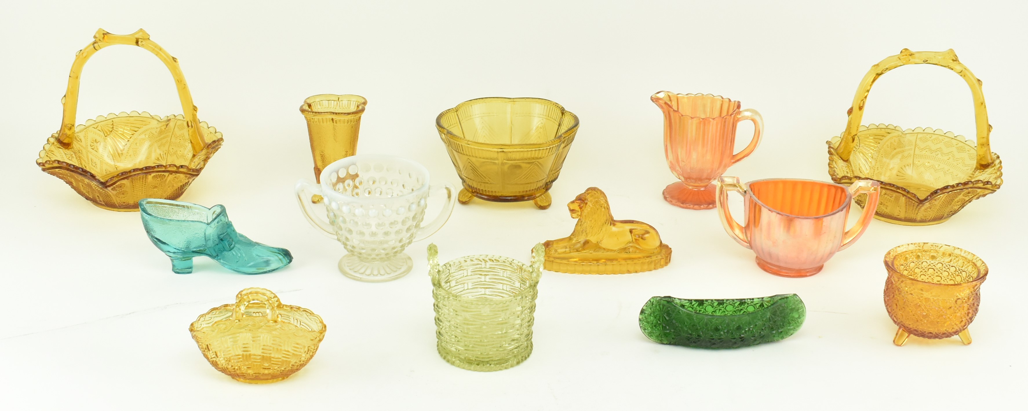 COLLECTION OF VICTORIAN & LATER COLOURED PRESSED GLASS - Image 2 of 15