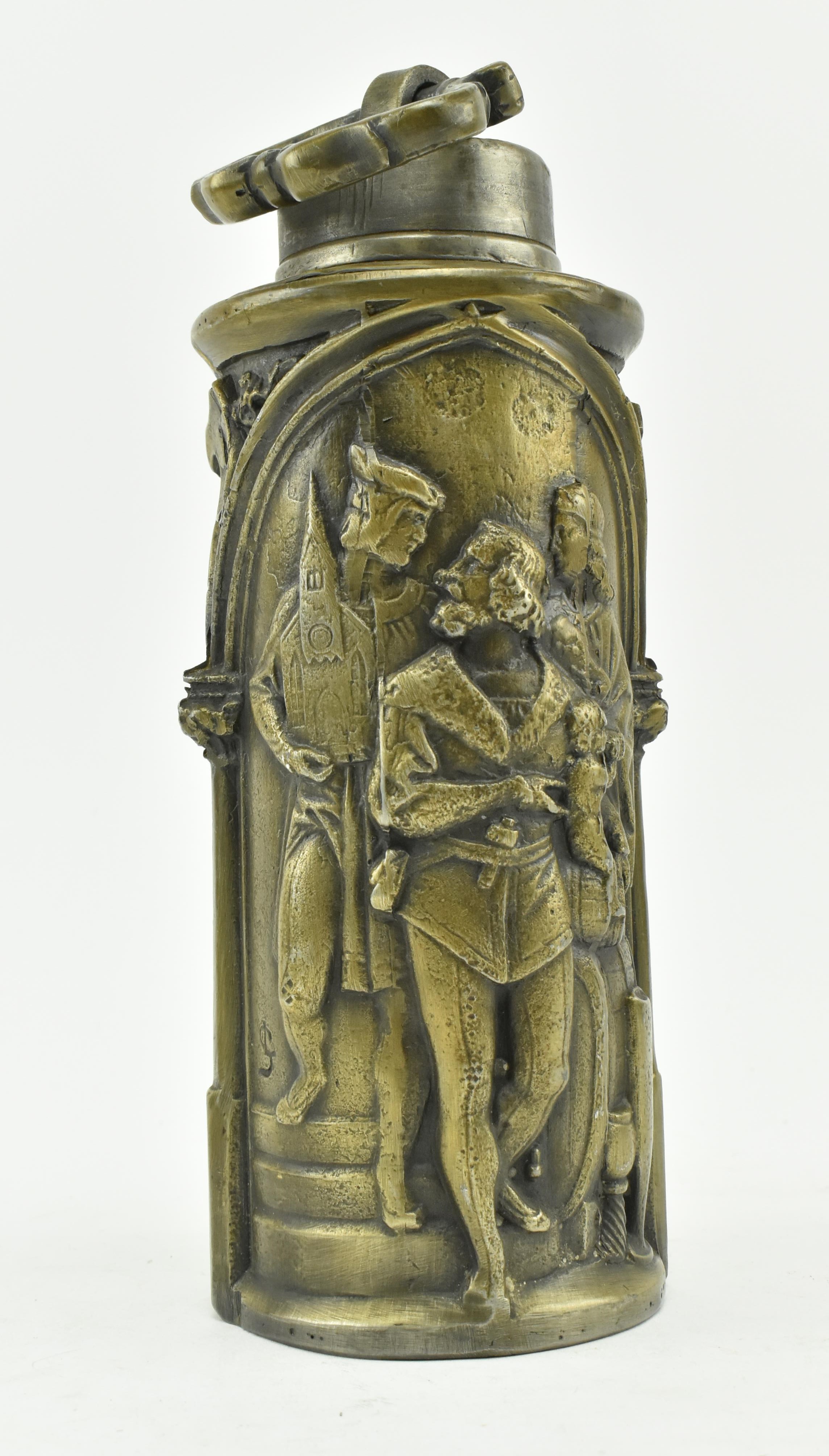 GERMAN BRASSED BRONZE SPIRIT FLASK BY JURGEN D. BROCKMANN