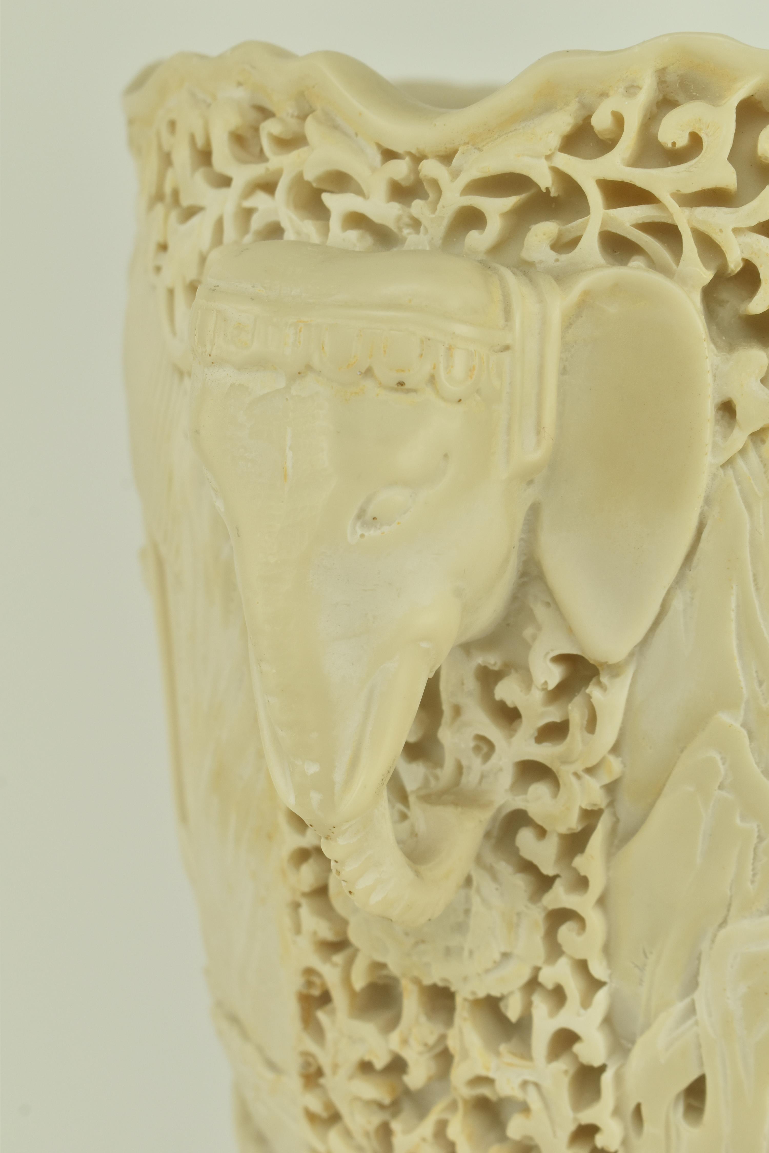 20TH CENTURY CHINESE RESIN CARVED VASE WITH ELEPHANT HANDLES - Image 4 of 7