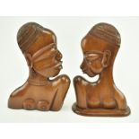 TWO 20TH CENTURY AFRICAN WOODEN CARVING OF TWO LADIES