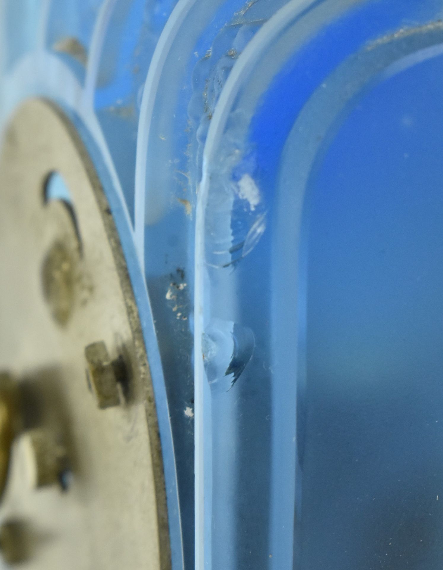 FRENCH ART DECO BLUE FROSTED GLASS BEDSIDE CLOCK - Image 7 of 9