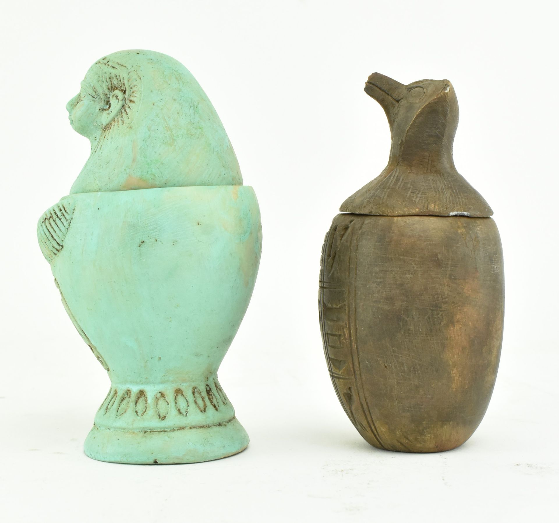 TWO EGYPTIAN CANOPIC FIGURAL JARS - Image 5 of 7