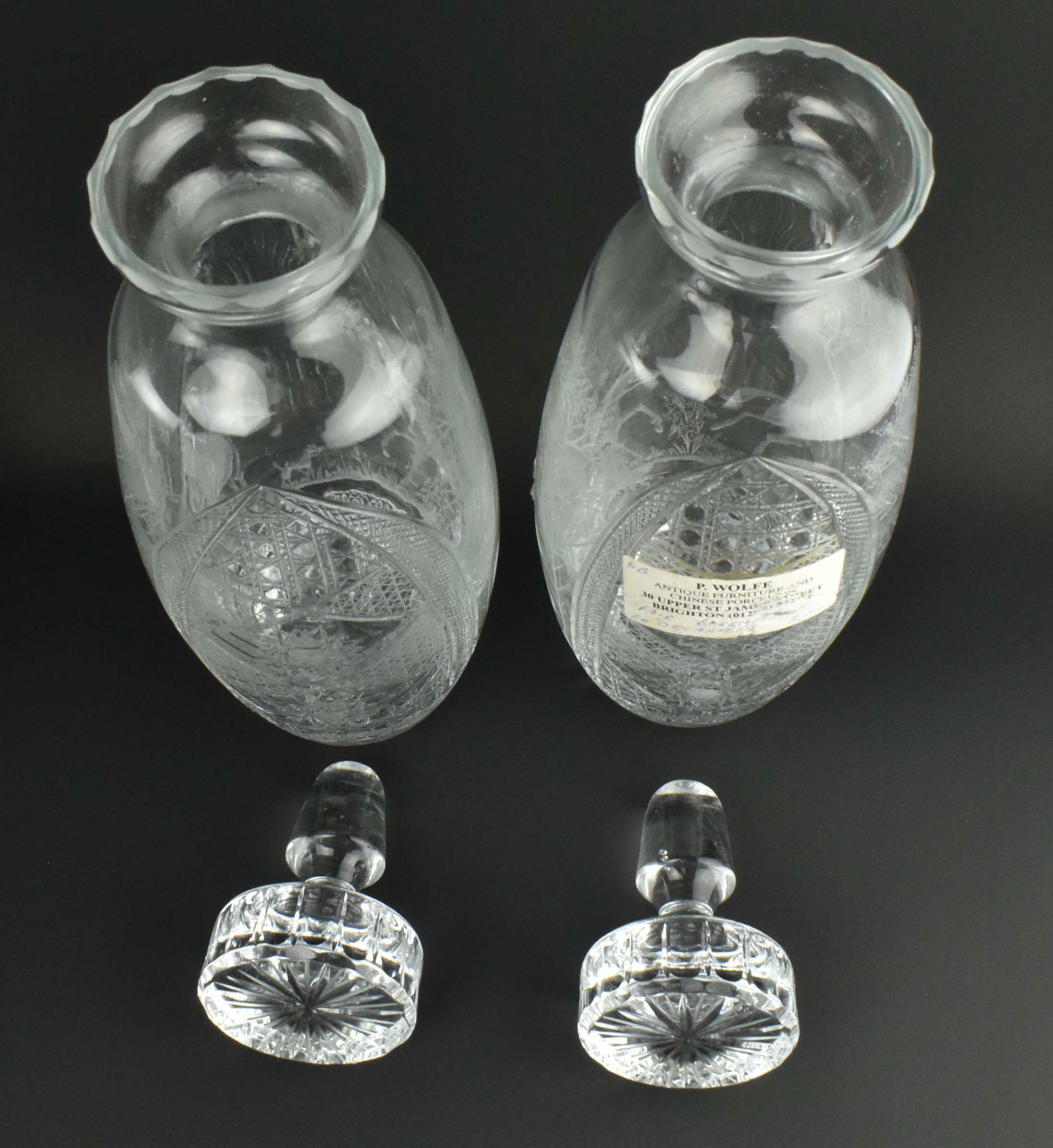 COLLECTION OF BOHEMIAN STYLE CUT GLASS INCL. PAIR DECANTERS - Image 4 of 8