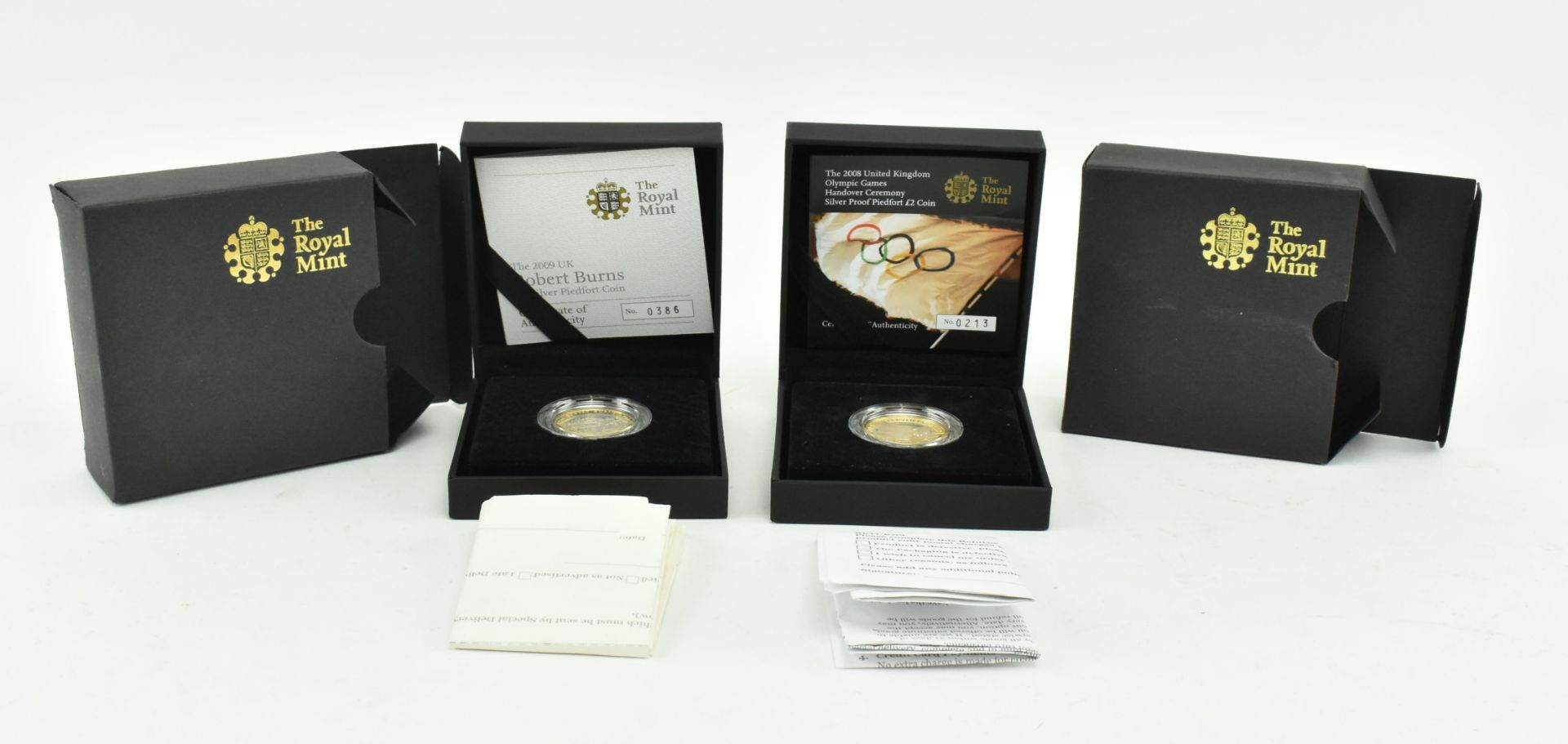 TWO ROYAL MINT SILVER PIEDFORT COMMEMORATIVE COINS