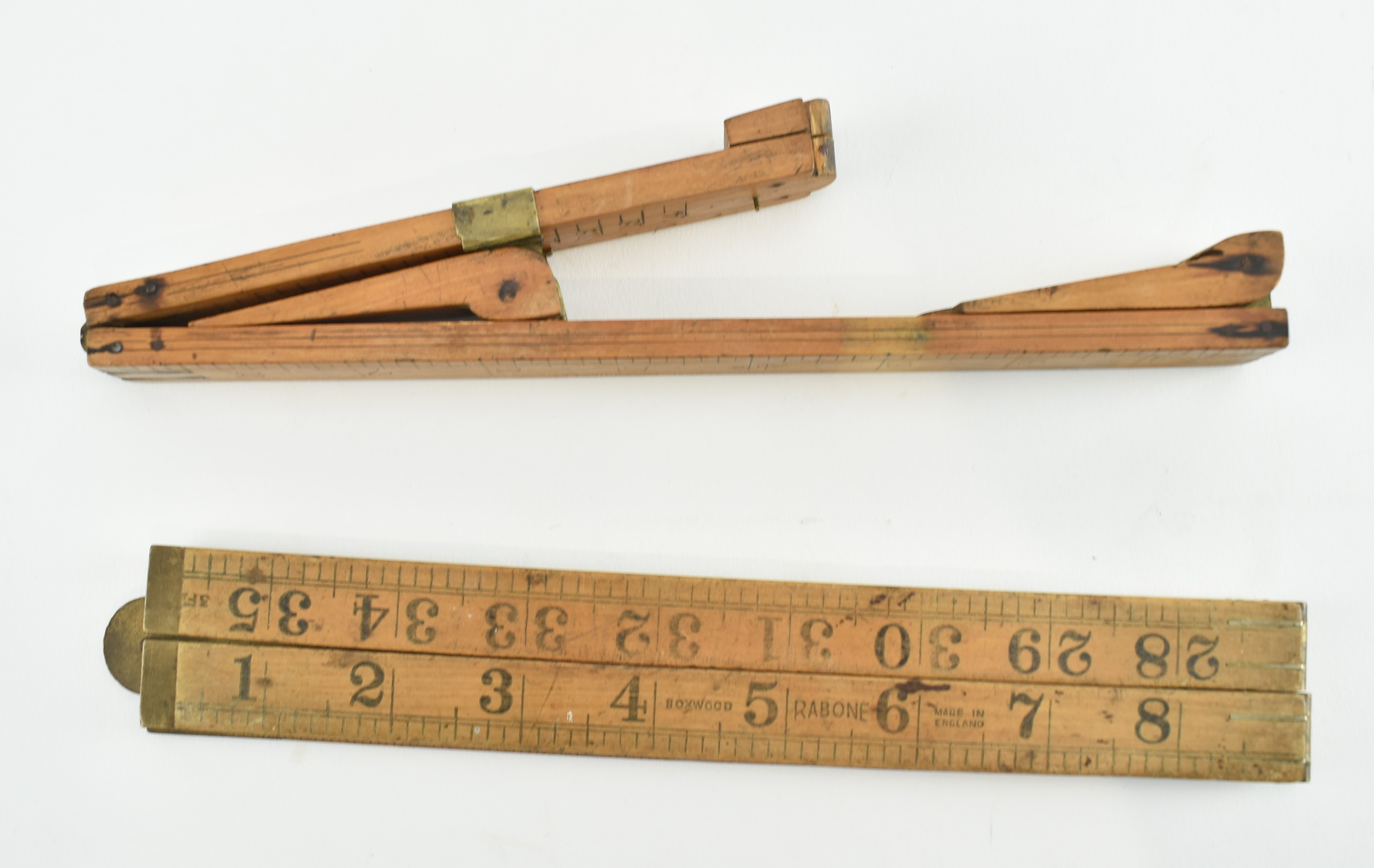 GROUP OF 8 MEASURING TOOLS - SHOE SIZER, BOXWOOD FOLDING RULER - Image 3 of 10