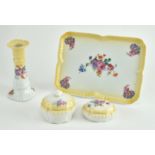 COLLECTION OF FOUR HAND PAINTED FLORAL PORCELAIN PIECES