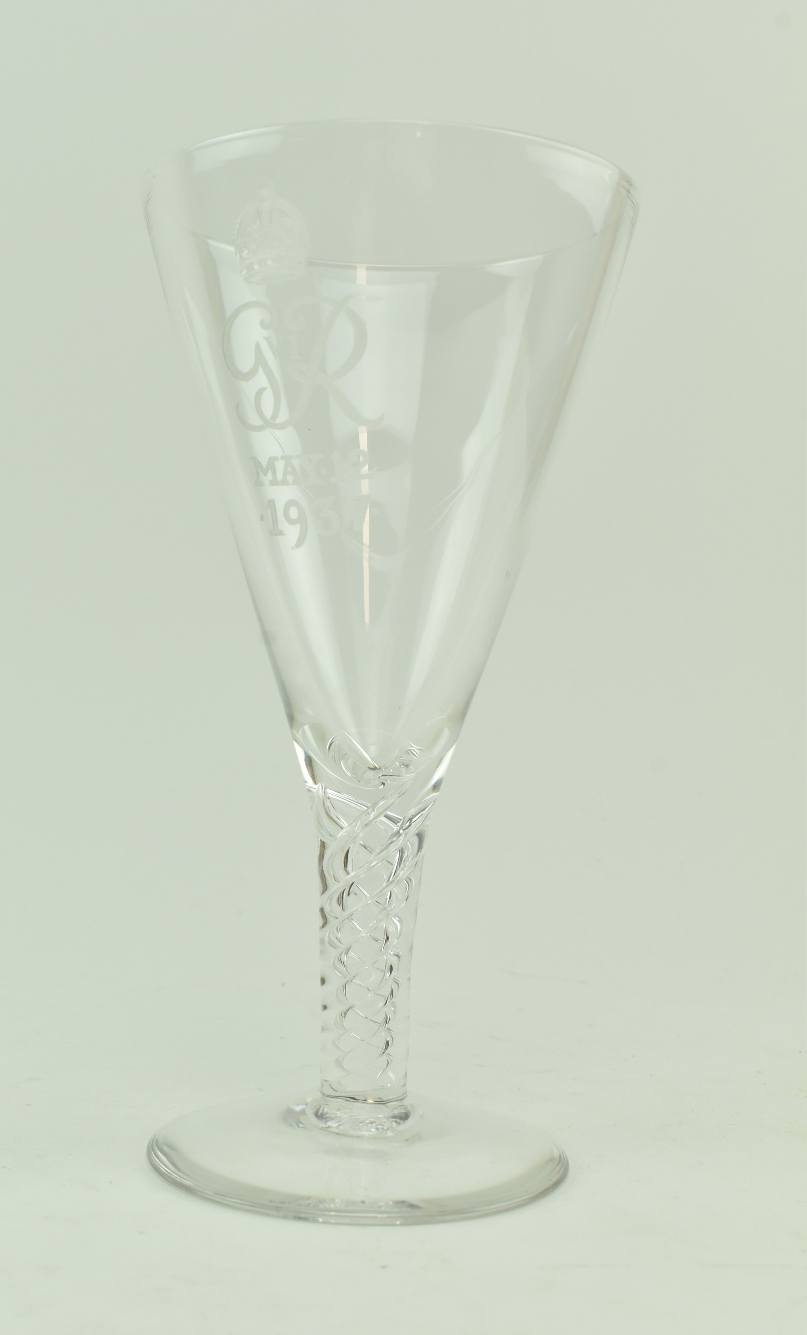 STUART GLASS - 1937 COMMEMORATIVE ETCHED GLASS CHALICE