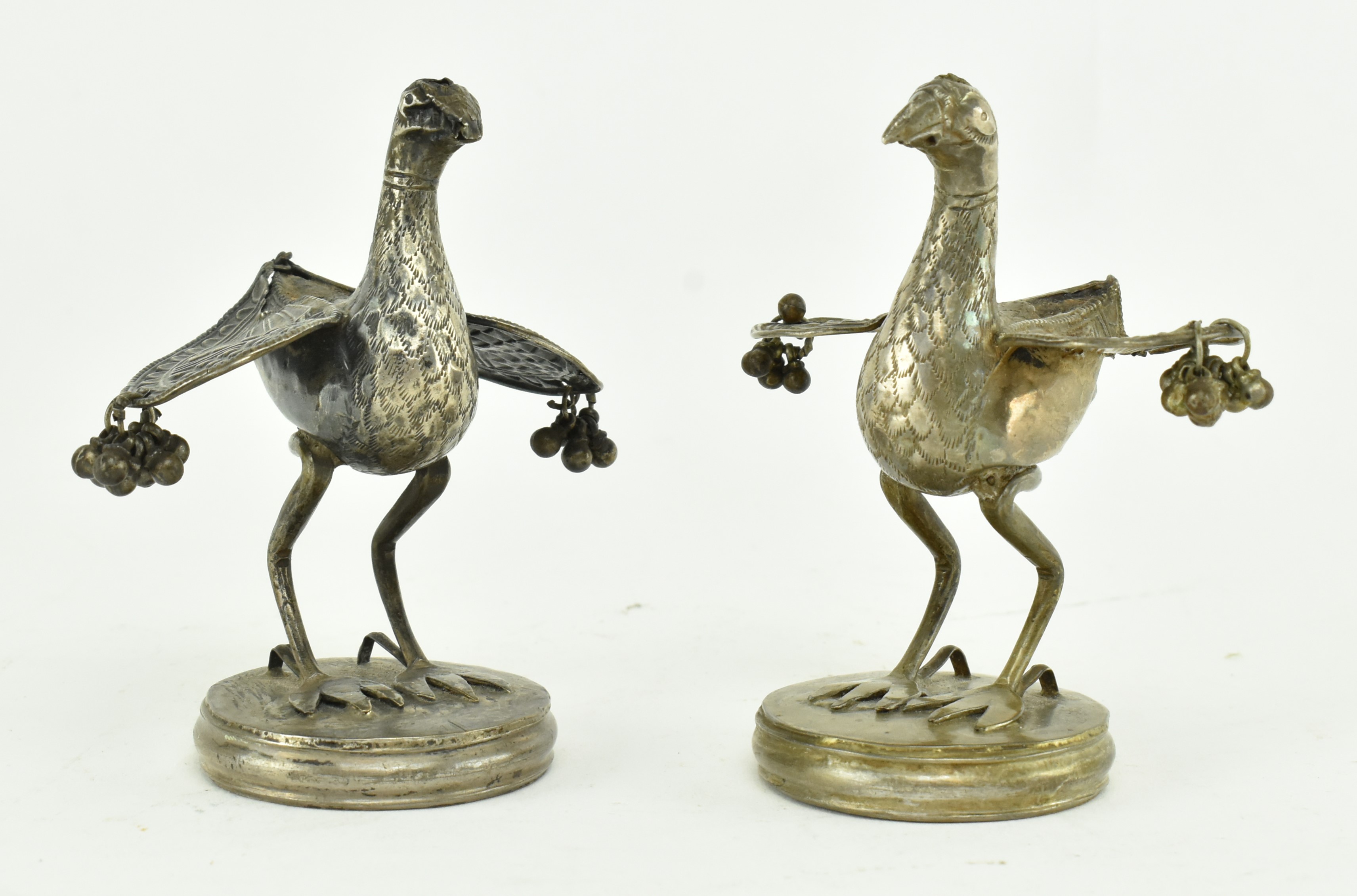 PAIR OF JAPANESE BRONZE HERONS AND A BRONZE DRAGON PLATE - Image 4 of 6