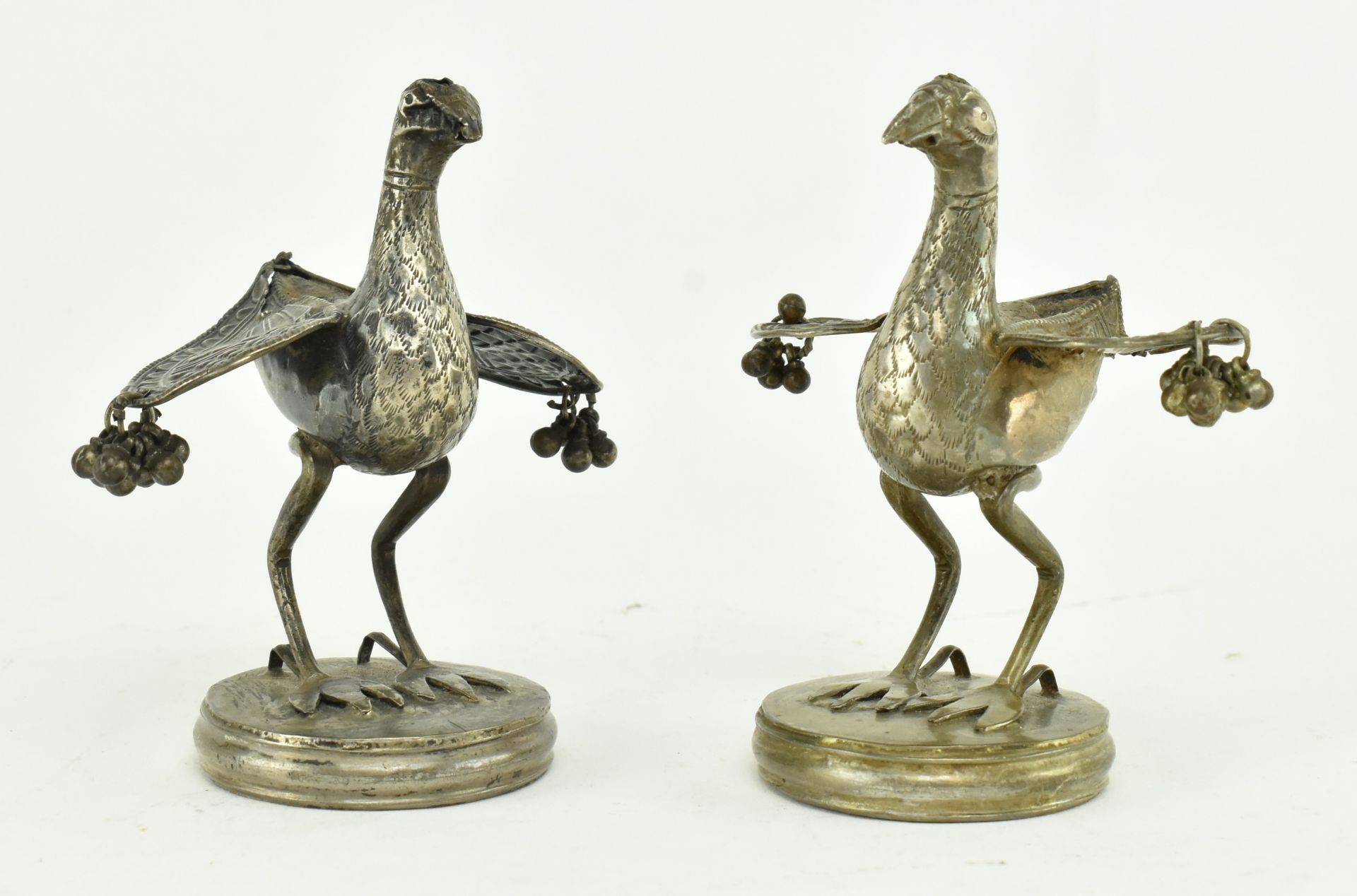 PAIR OF JAPANESE BRONZE HERONS AND A BRONZE DRAGON PLATE - Image 4 of 6